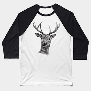 animal deer face in black and white Baseball T-Shirt